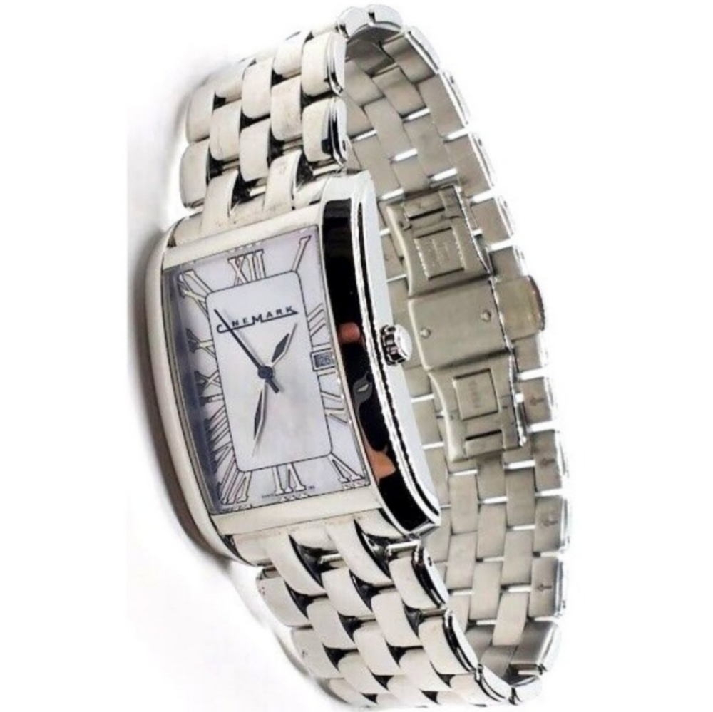 Large Cinemark Quartz Date Stainless Mother of Pearl Men's Watch
